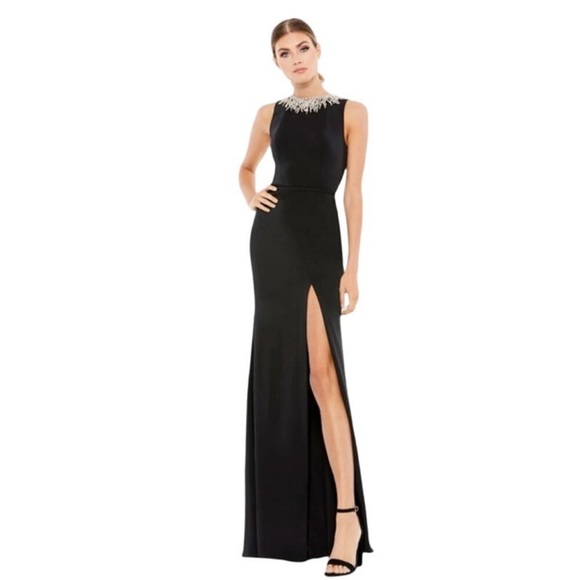 Mac Duggal Dresses & Skirts - Mac Duggal Black Maxi Dress with Silver Embellishments